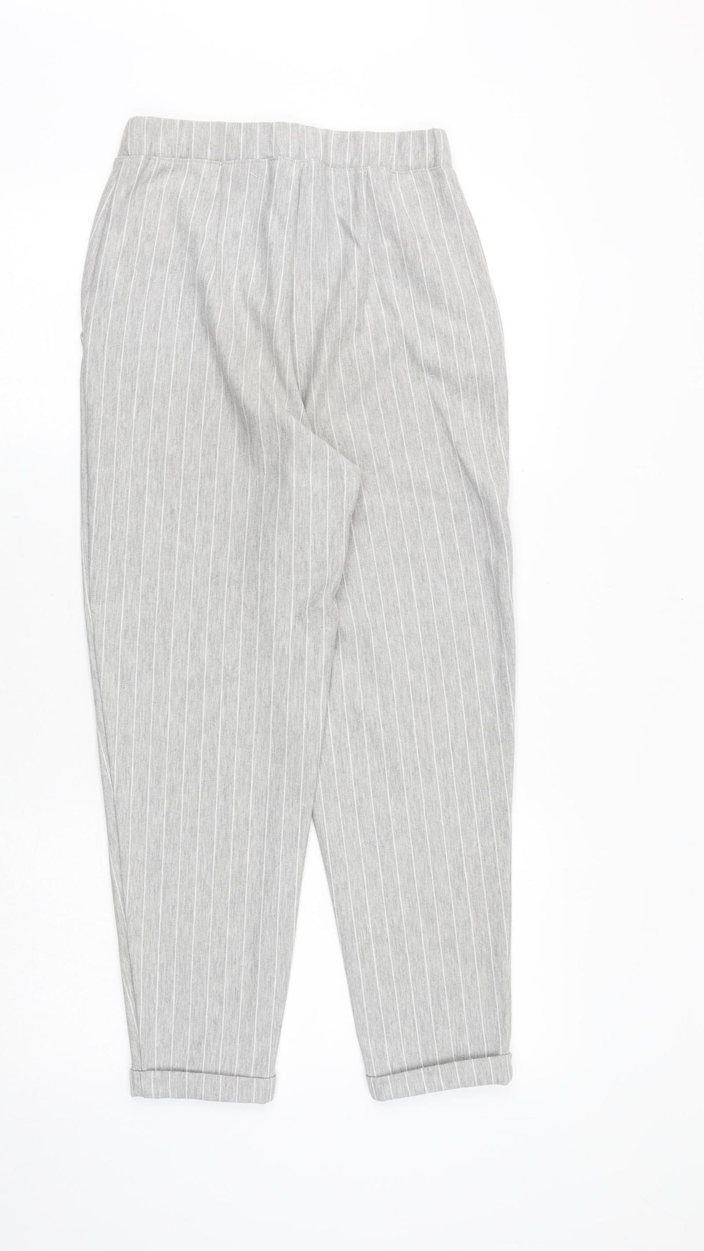 H&M Womens Grey Striped Polyester Chino Trousers Size XS Regular