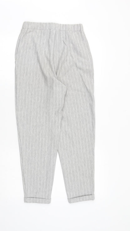H&M Womens Grey Striped Polyester Chino Trousers Size XS Regular