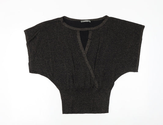 Oasis Womens Black Boat Neck Viscose Pullover Jumper Size S - Cut Out Detail