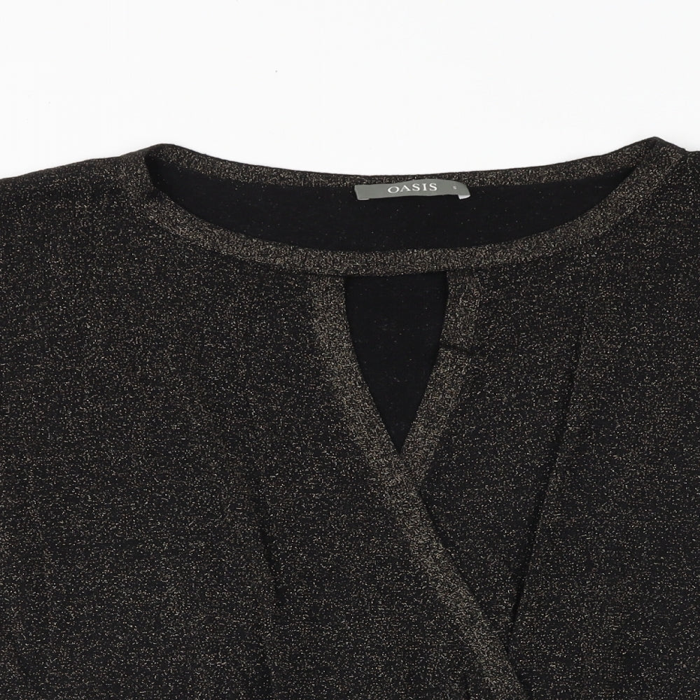 Oasis Womens Black Boat Neck Viscose Pullover Jumper Size S - Cut Out Detail