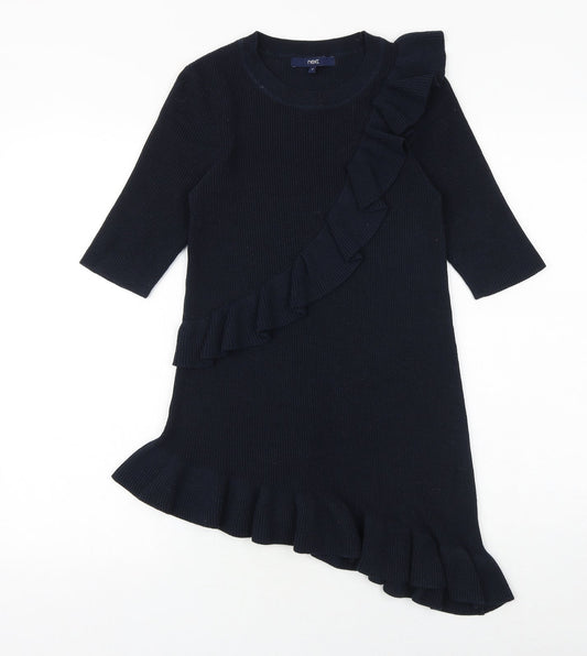 NEXT Womens Blue Boat Neck Polyester Pullover Jumper Size 12 - Asymmetric