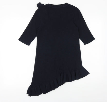 Next Womens Blue Boat Neck Polyester Pullover Jumper Size 12 - Asymmetric