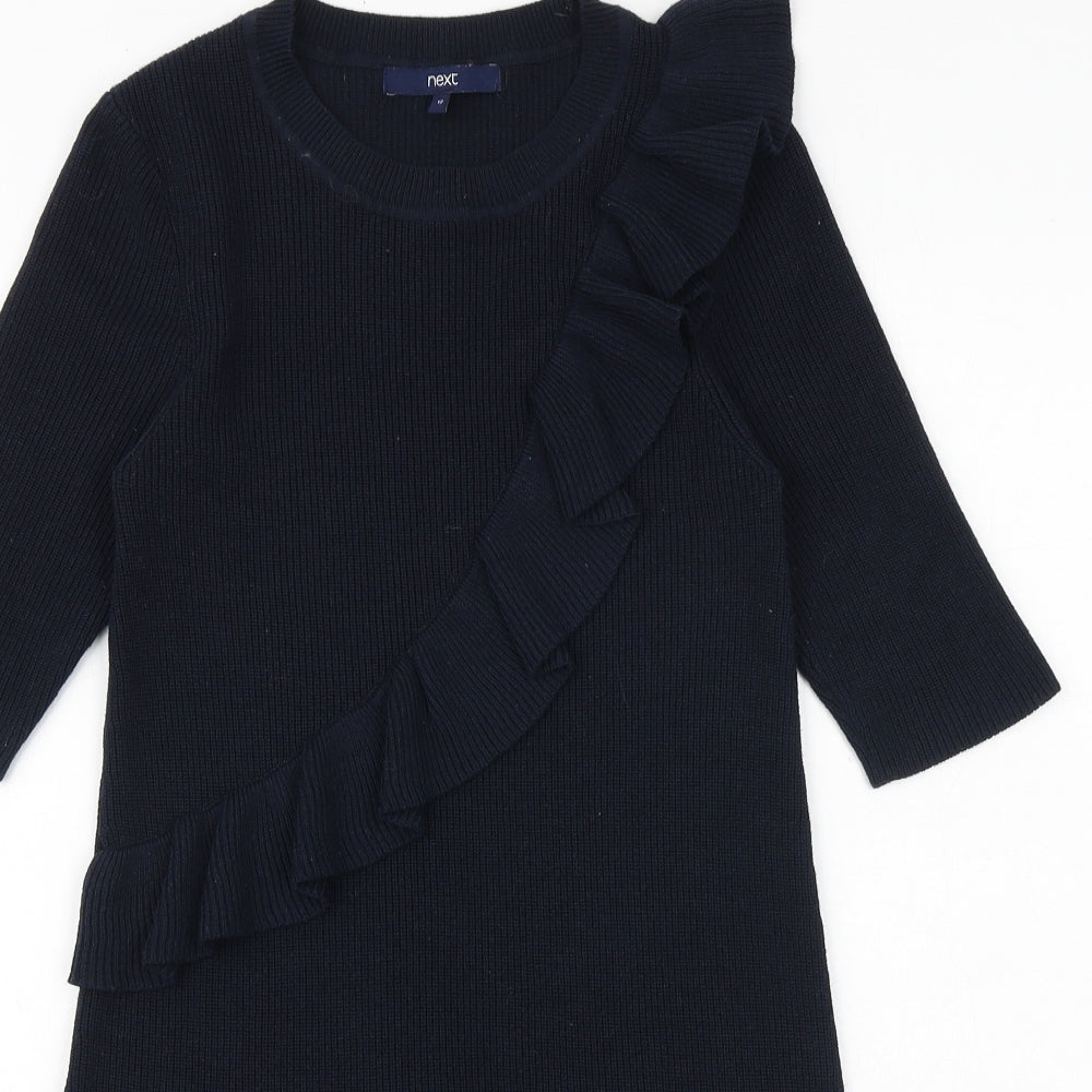 NEXT Womens Blue Boat Neck Polyester Pullover Jumper Size 12 - Asymmetric