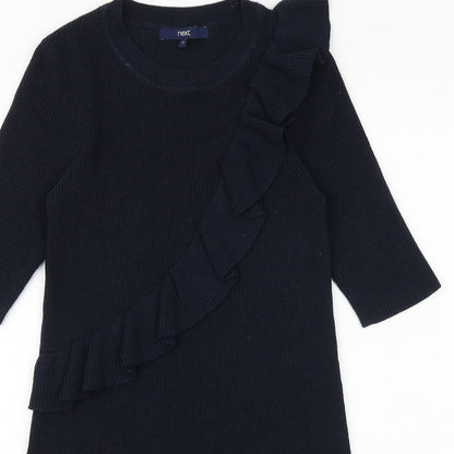 Next Womens Blue Boat Neck Polyester Pullover Jumper Size 12 - Asymmetric