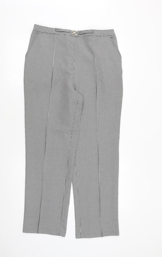Damart Womens Black Geometric Polyester Trousers Size 16 Regular