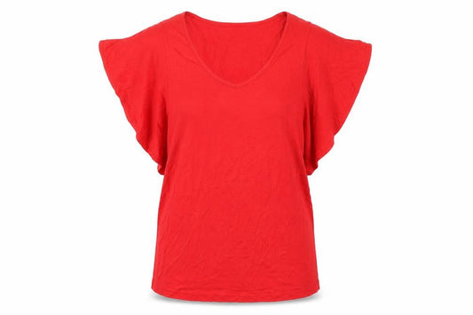 Body Flirt Womens Red Viscose Tunic T-Shirt Size S V-Neck