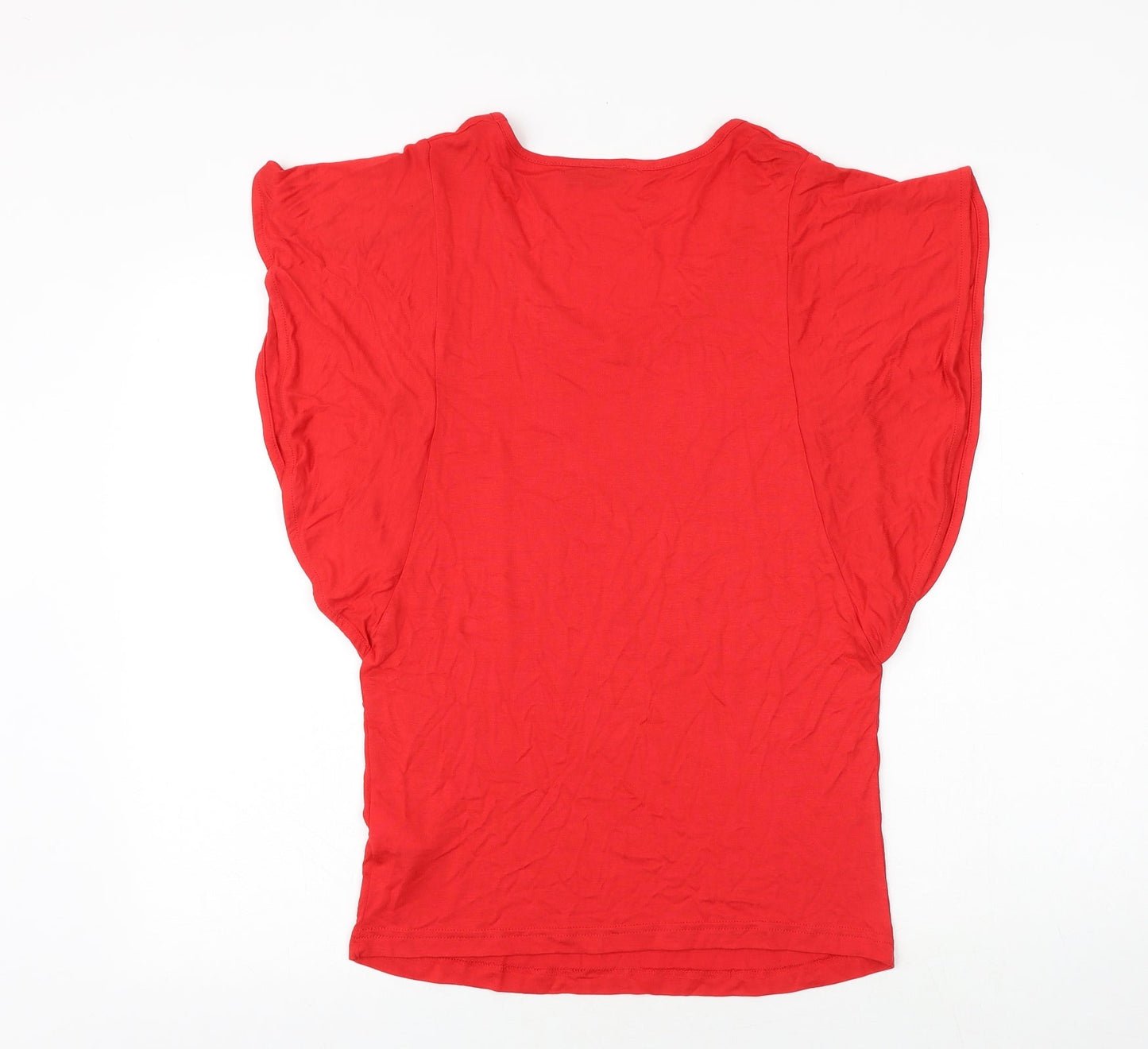 Body Flirt Womens Red Viscose Tunic T-Shirt Size S V-Neck