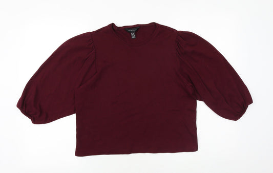 New Look Womens Purple 100% Cotton Basic T-Shirt Size 12 Round Neck