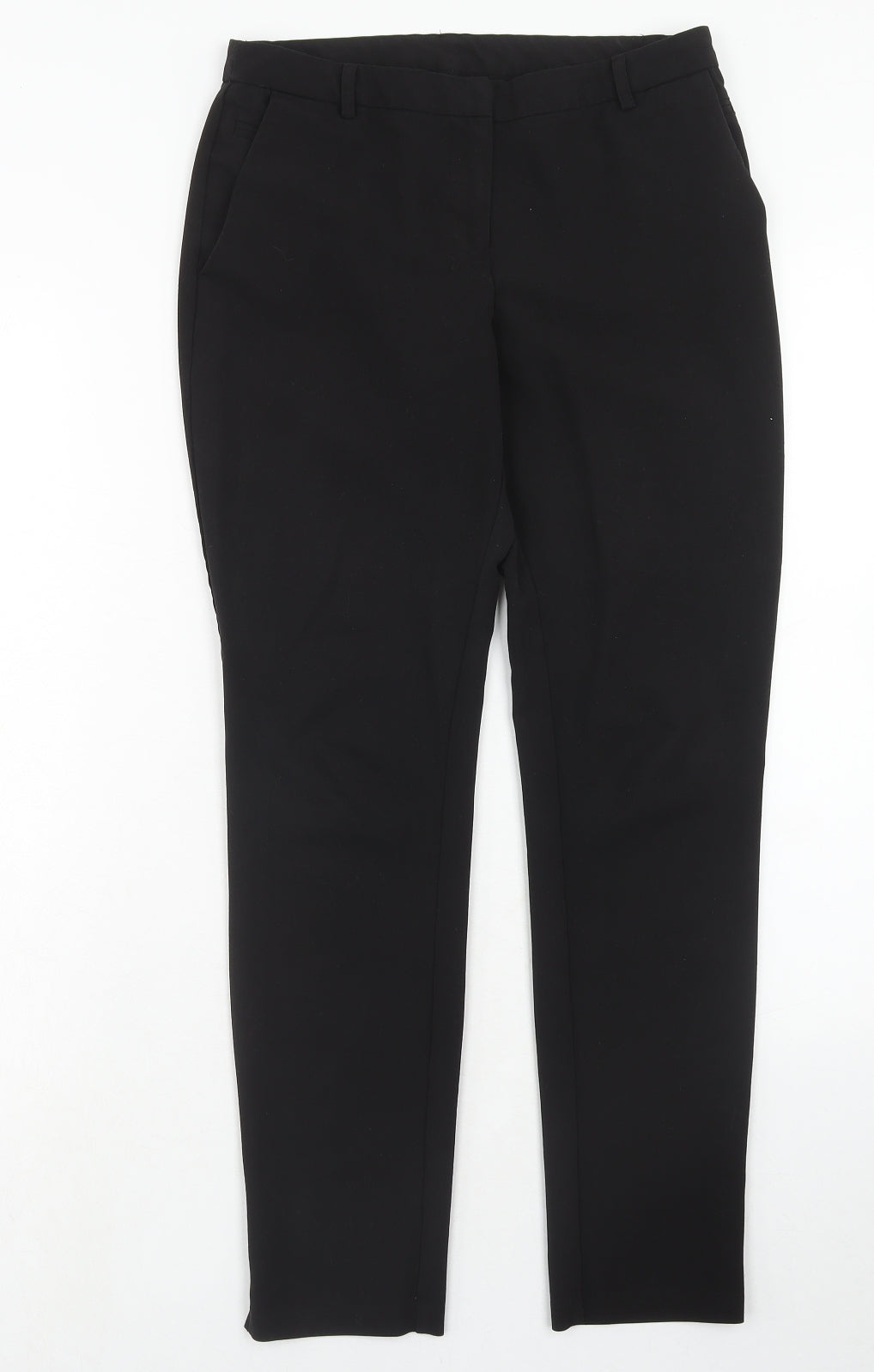 New Look Womens Black Polyester Chino Trousers Size 8 Regular Hook & Eye