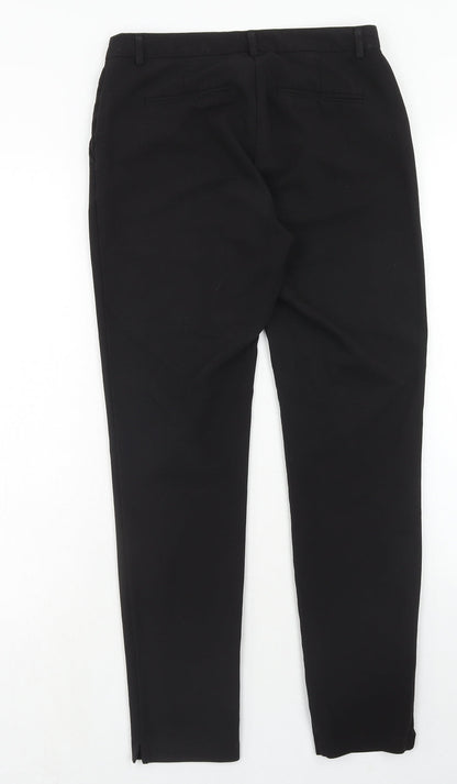 New Look Womens Black Polyester Chino Trousers Size 8 Regular Hook & Eye