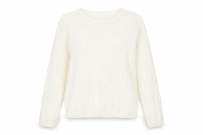 EWM Womens Ivory Crew Neck Acrylic Pullover Jumper Size M Pullover