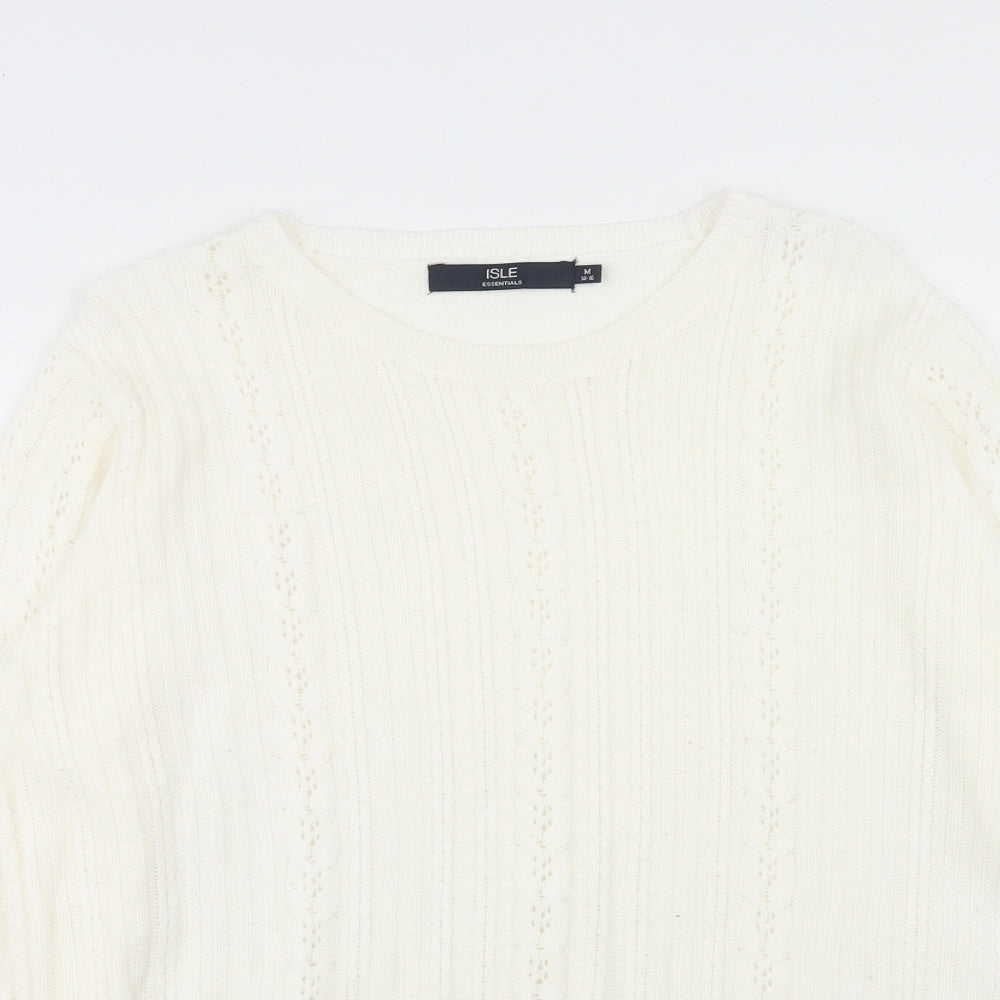 EWM Womens Ivory Crew Neck Acrylic Pullover Jumper Size M Pullover