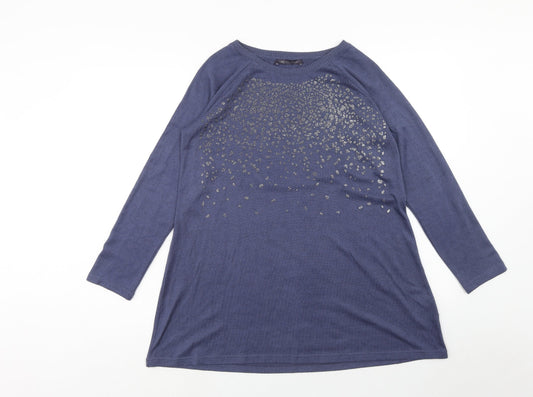 Marks and Spencer Womens Purple Boat Neck Polyester Pullover Jumper Size 14