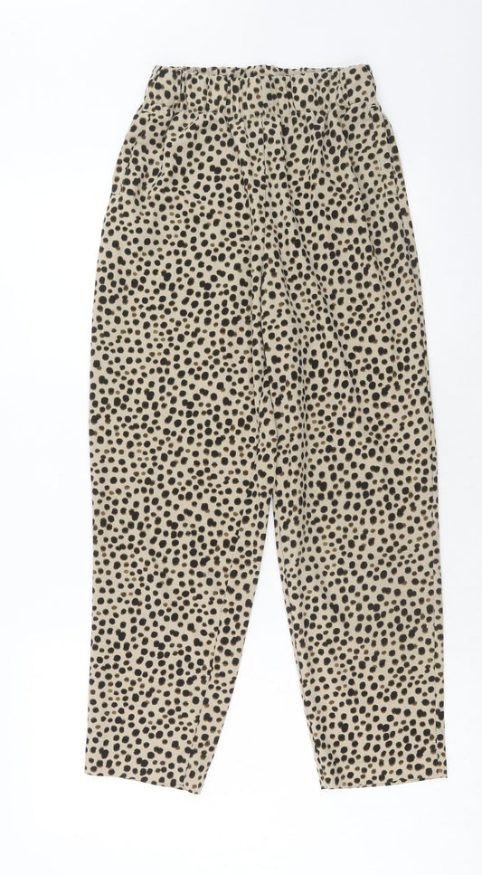 Monki Womens Brown Animal Print Polyester Trousers Size 26 in Regular - Cheetah Print