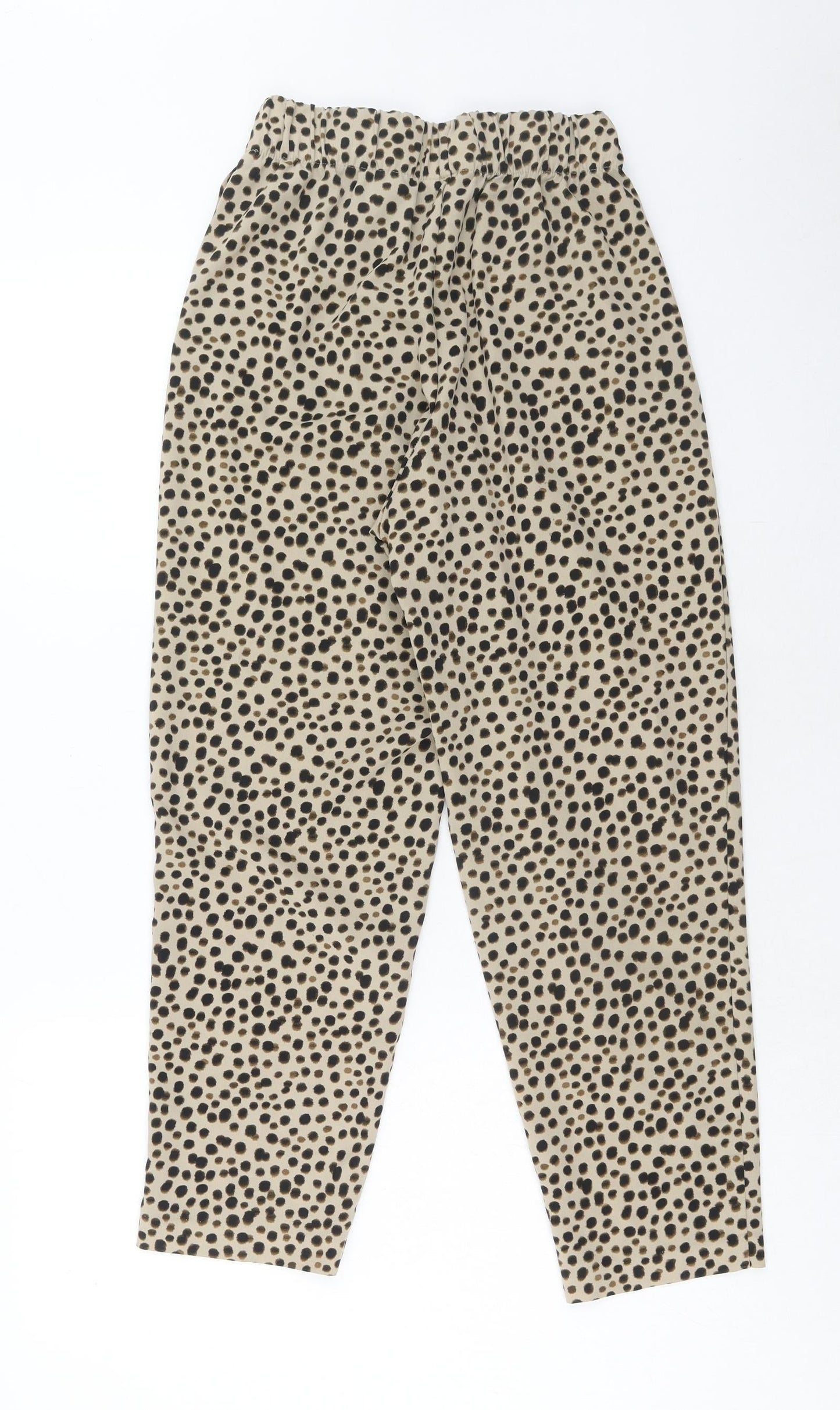 Monki Womens Brown Animal Print Polyester Trousers Size 26 in Regular - Cheetah Print