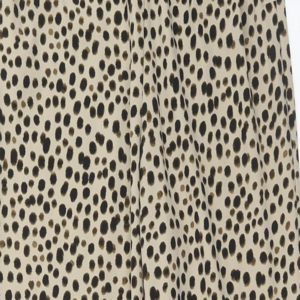 Monki Womens Brown Animal Print Polyester Trousers Size 26 in Regular - Cheetah Print