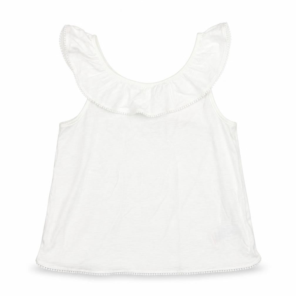 Oasis Girls White Cotton Basic Blouse Size 12 Years Round Neck Pullover