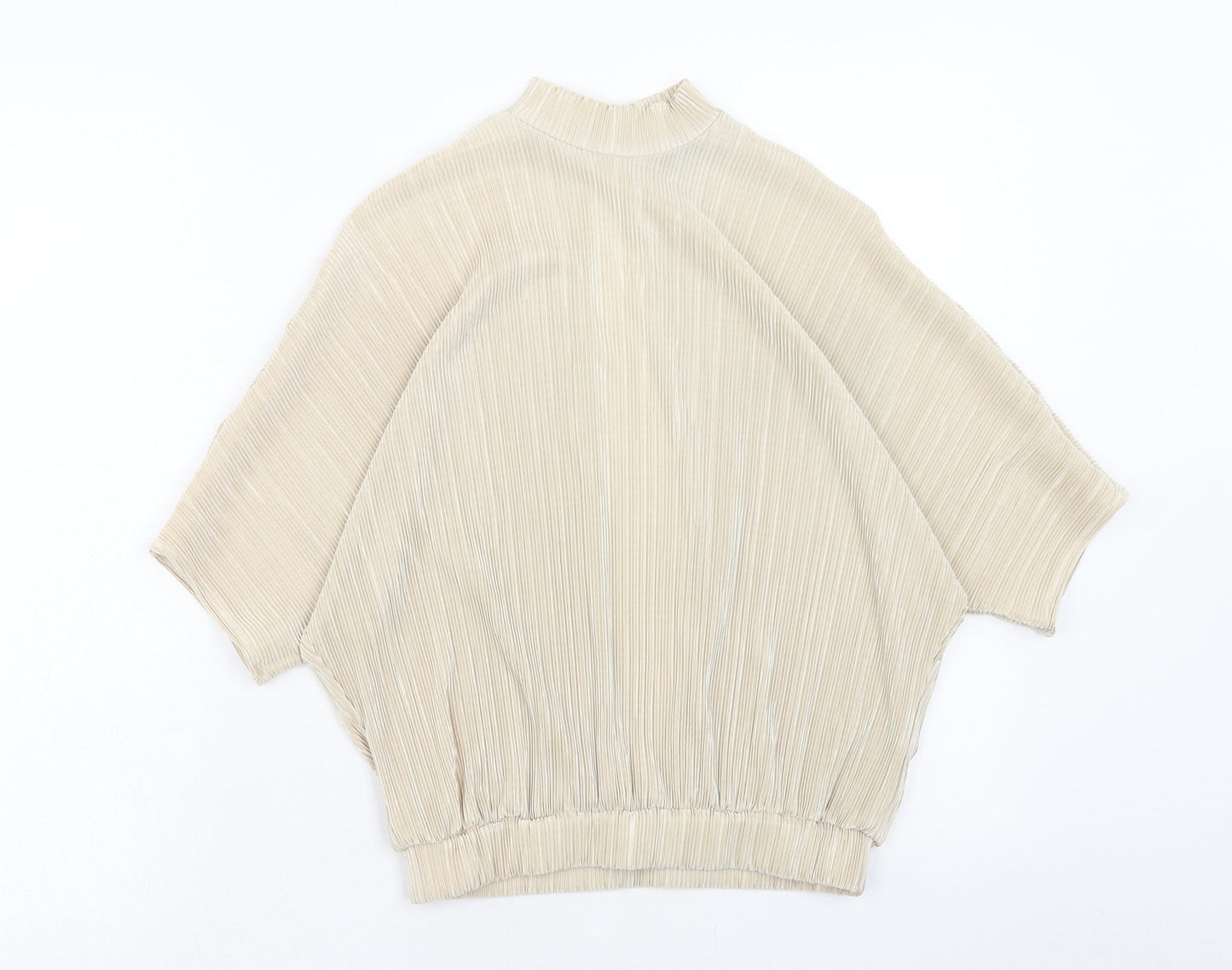 Topshop Womens Brown Polyester Basic Blouse Size 6 Mock Neck - Open Back