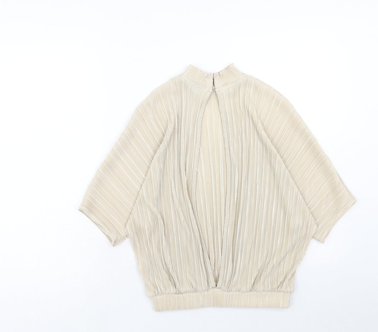 Topshop Womens Brown Polyester Basic Blouse Size 6 Mock Neck - Open Back