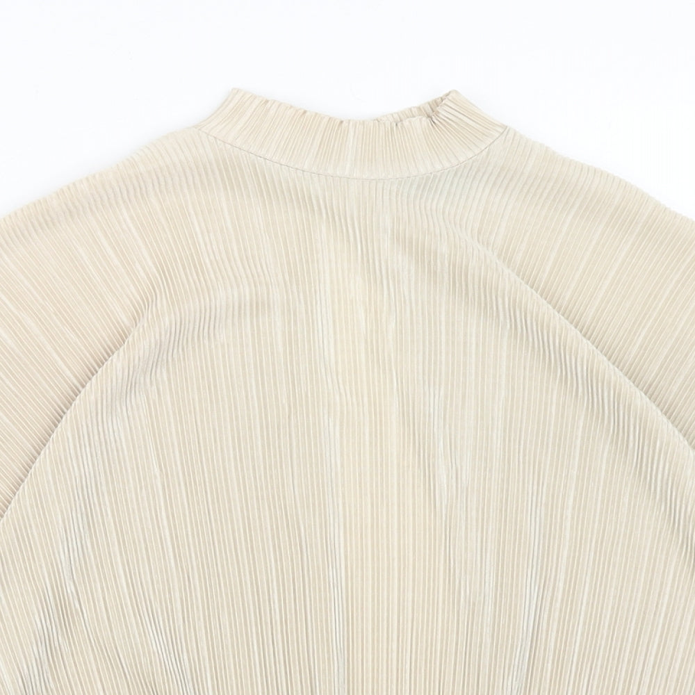 Topshop Womens Brown Polyester Basic Blouse Size 6 Mock Neck - Open Back
