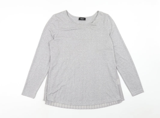 Klass Womens Grey Boat Neck Polyester Pullover Jumper Size M - Chiffon Detail