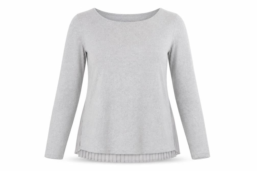 Klass Womens Grey Boat Neck Polyester Pullover Jumper Size M - Chiffon Detail
