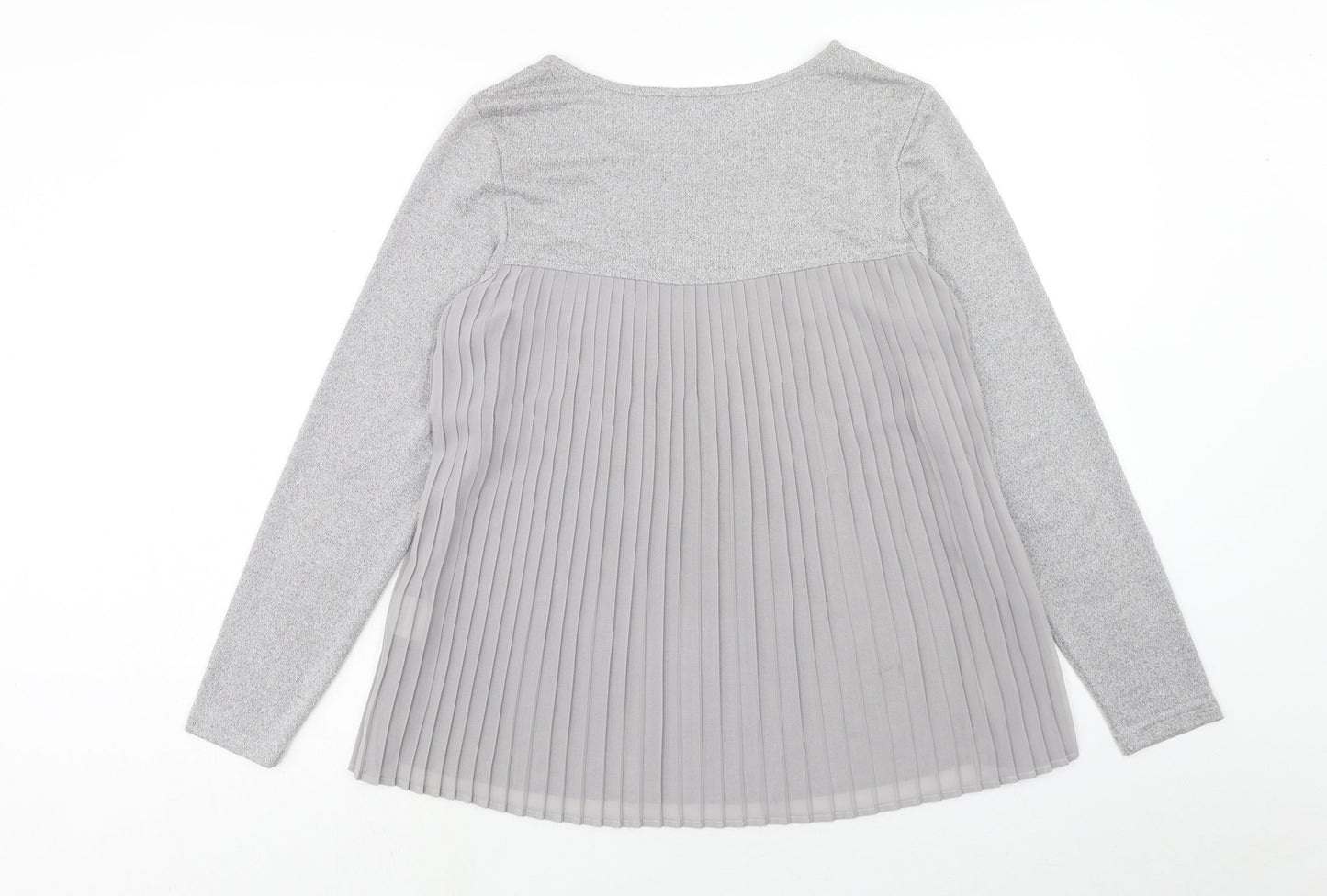 Klass Womens Grey Boat Neck Polyester Pullover Jumper Size M - Chiffon Detail