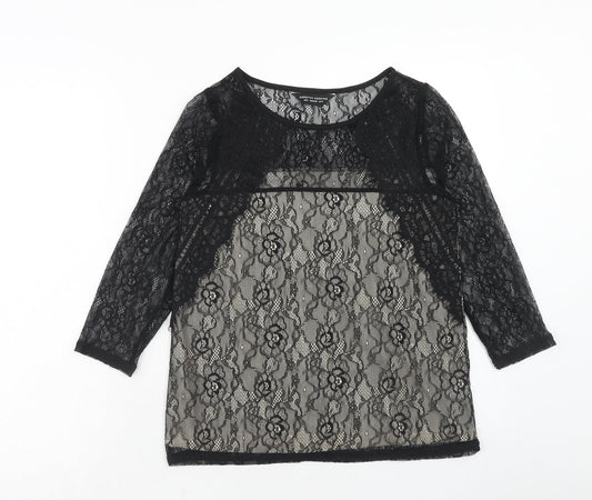 Dorothy Perkins Womens Black Nylon Basic Blouse Size 10 Round Neck