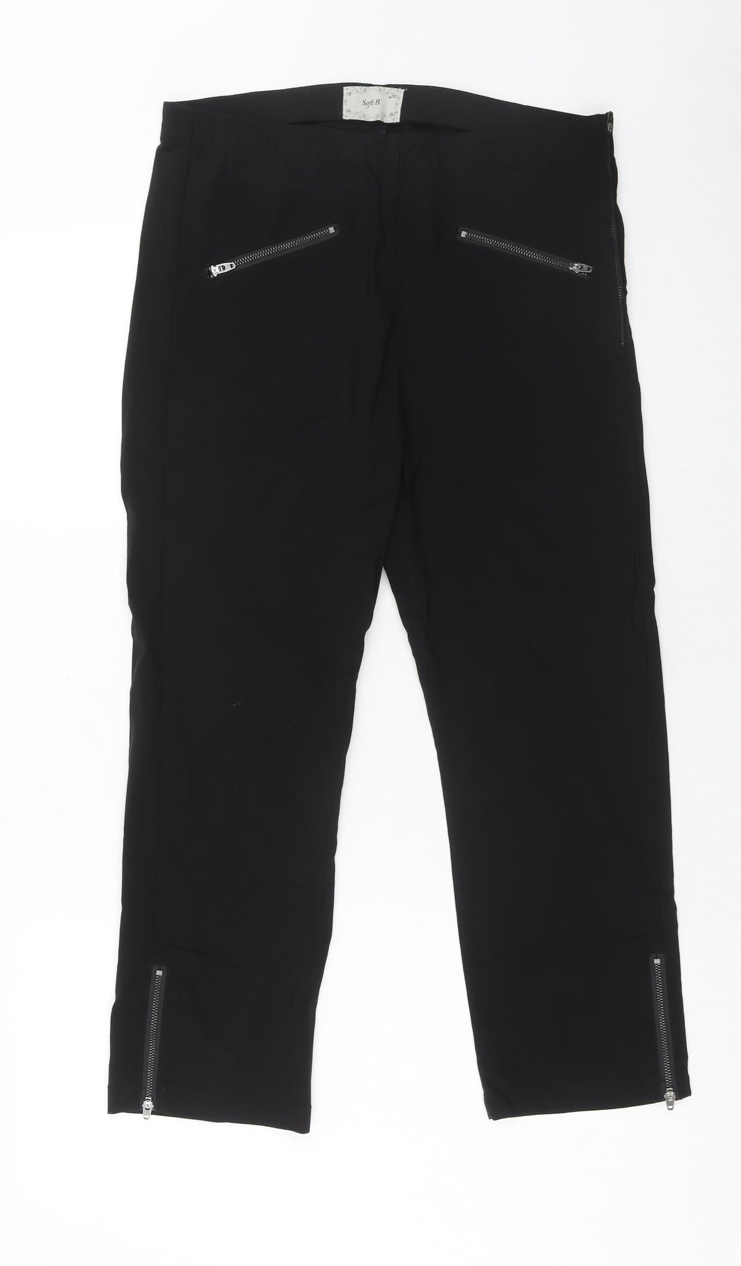 Soft B Womens Black Viscose Trousers Size 10 Regular Zip