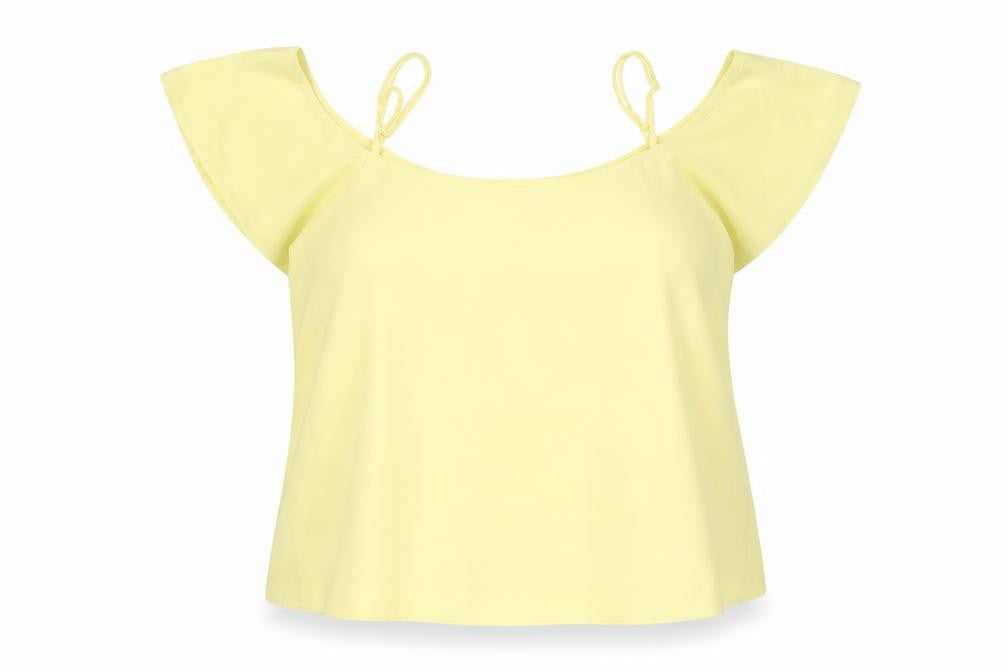 Miss Selfridge Womens Yellow Polyester Basic Tank Size 14 Square Neck - Cold Shoulder