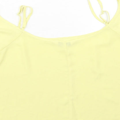 Miss Selfridge Womens Yellow Polyester Basic Tank Size 14 Square Neck - Cold Shoulder