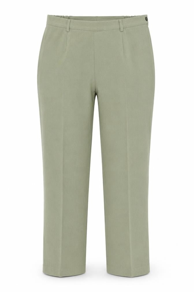 Essential Womens Green Polyester Trousers Size 16 Regular Button