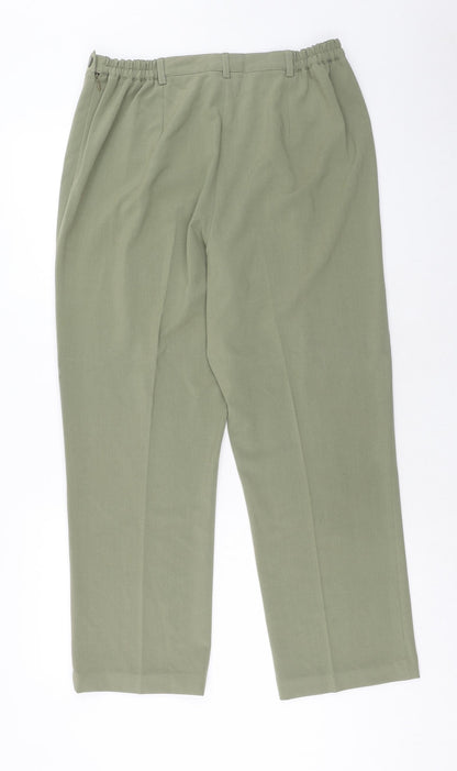 Essentials Womens Green Polyester Trousers Size 16 Regular Button
