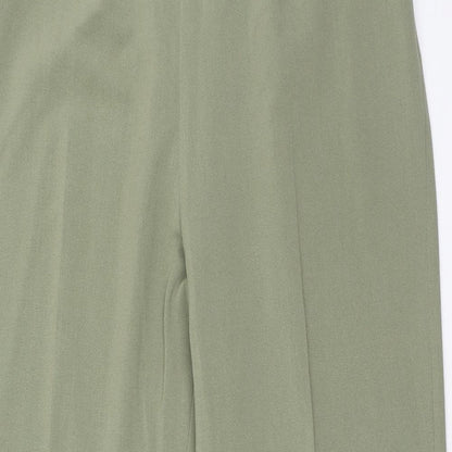 Essentials Womens Green Polyester Trousers Size 16 Regular Button