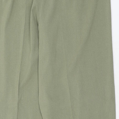Essentials Womens Green Polyester Trousers Size 16 Regular Button