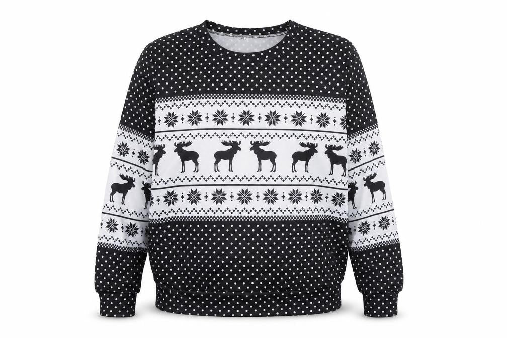 Preworn Womens Black Fair Isle Polyester Pullover Sweatshirt Size L Pullover