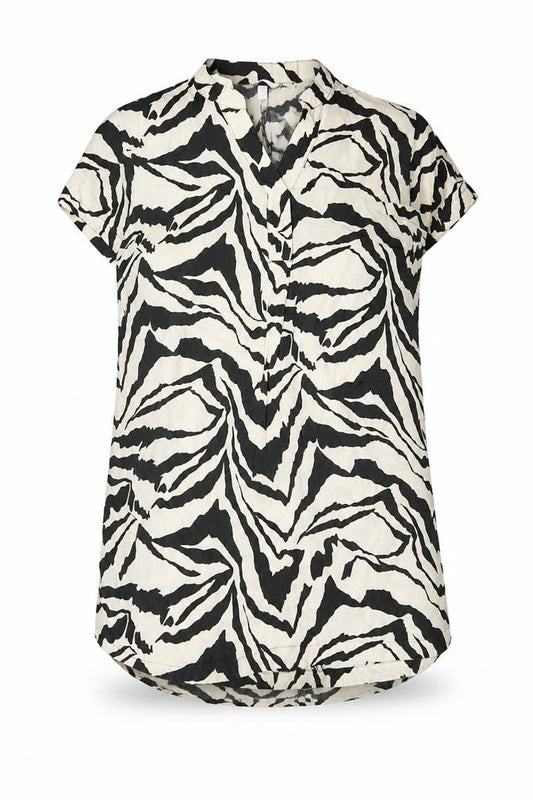 H&M Womens Brown Geometric Viscose Shirt Dress Size S V-Neck Pullover