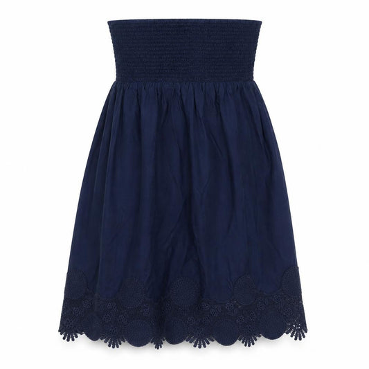 Next Womens Blue Cotton A-Line Size 10 Off the Shoulder Pullover - Lace Details