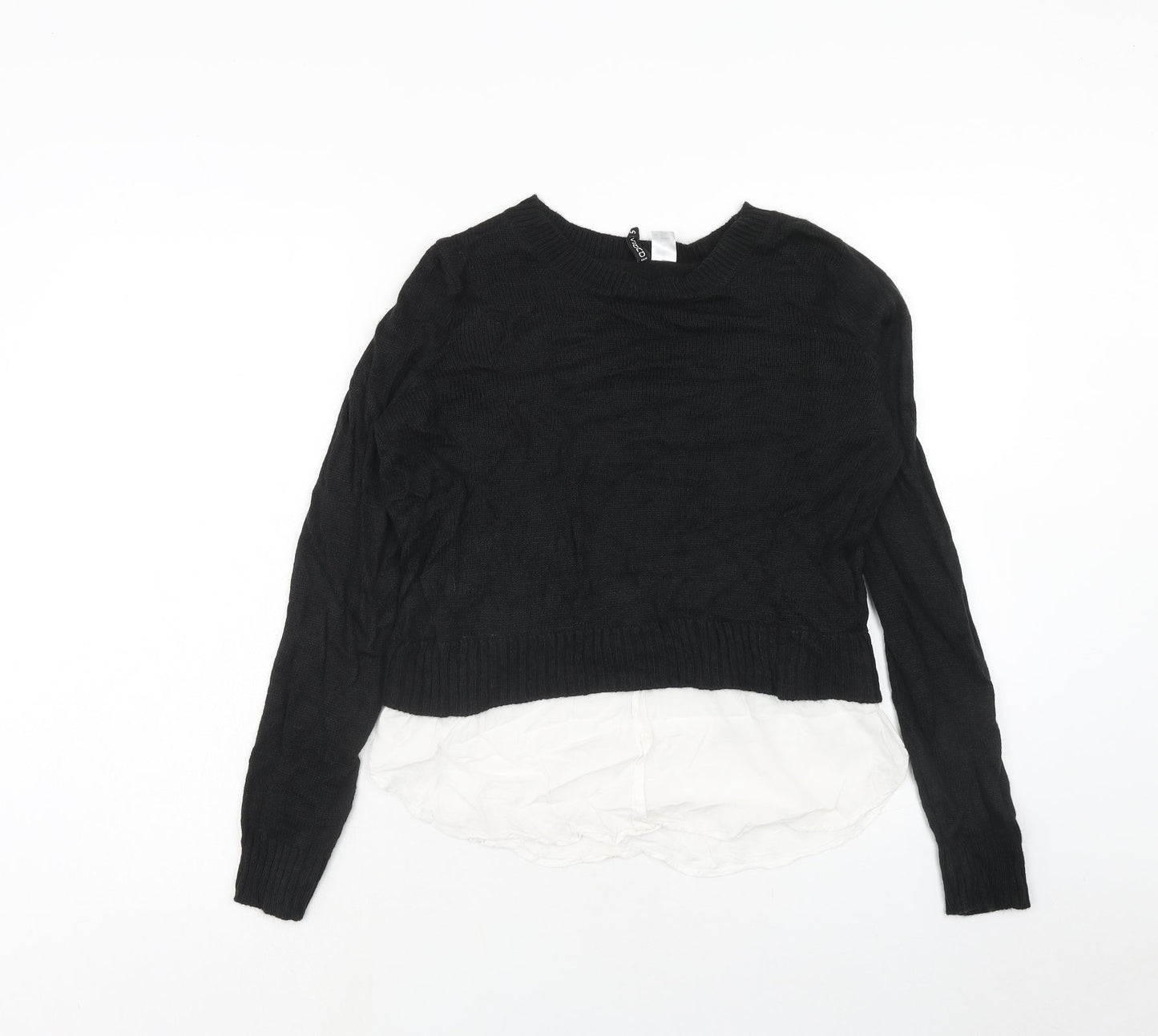 H&M Womens Black Round Neck Acrylic Pullover Jumper Size S - Shirt Insert