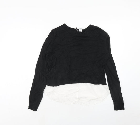 H&M Womens Black Round Neck Acrylic Pullover Jumper Size S - Shirt Insert