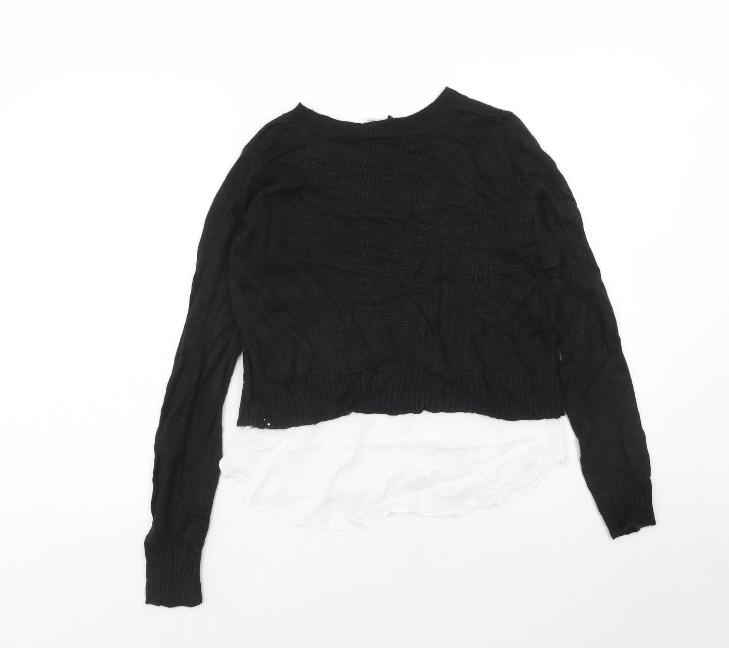 H&M Womens Black Round Neck Acrylic Pullover Jumper Size S - Shirt Insert