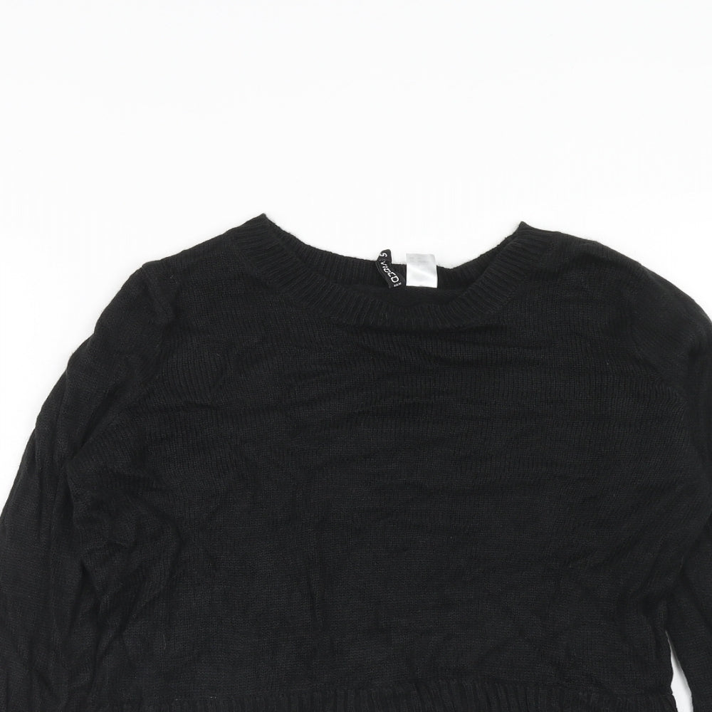H&M Womens Black Round Neck Acrylic Pullover Jumper Size S - Shirt Insert