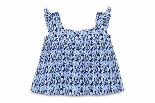 Papaya Womens Blue Geometric Polyester Cropped Tank Size 16 Square Neck