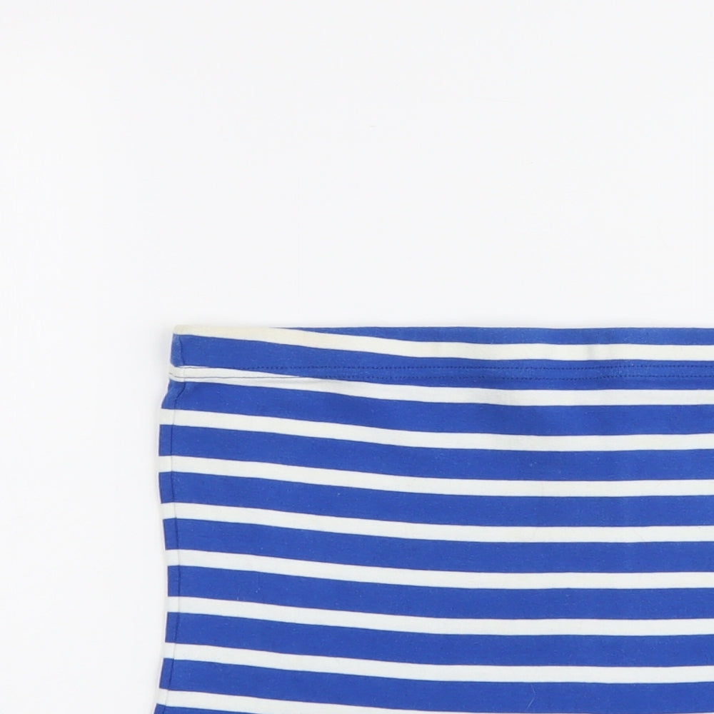 Papaya Womens Blue Striped Cotton Cropped Tank Size 12 Off the Shoulder