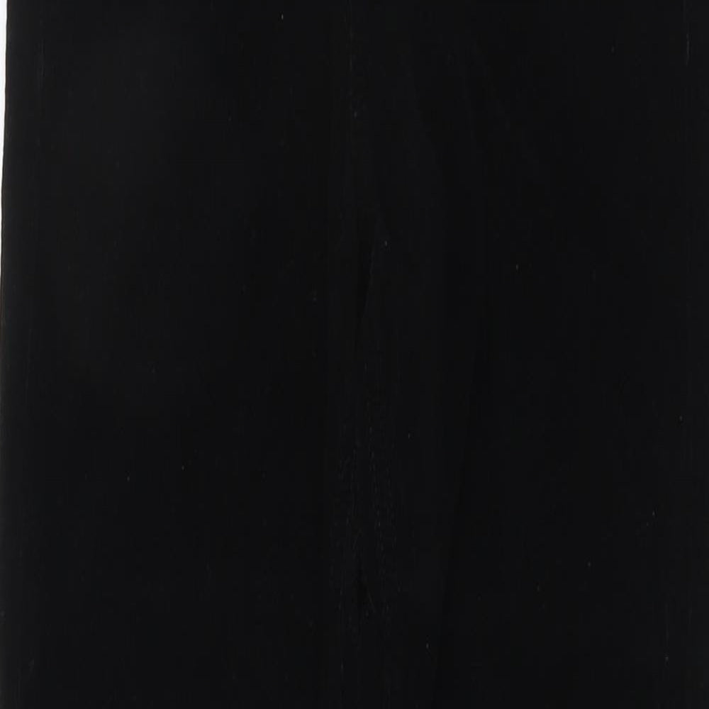 Topshop Womens Black Cotton Trousers Size 28 in L27 in Regular Button