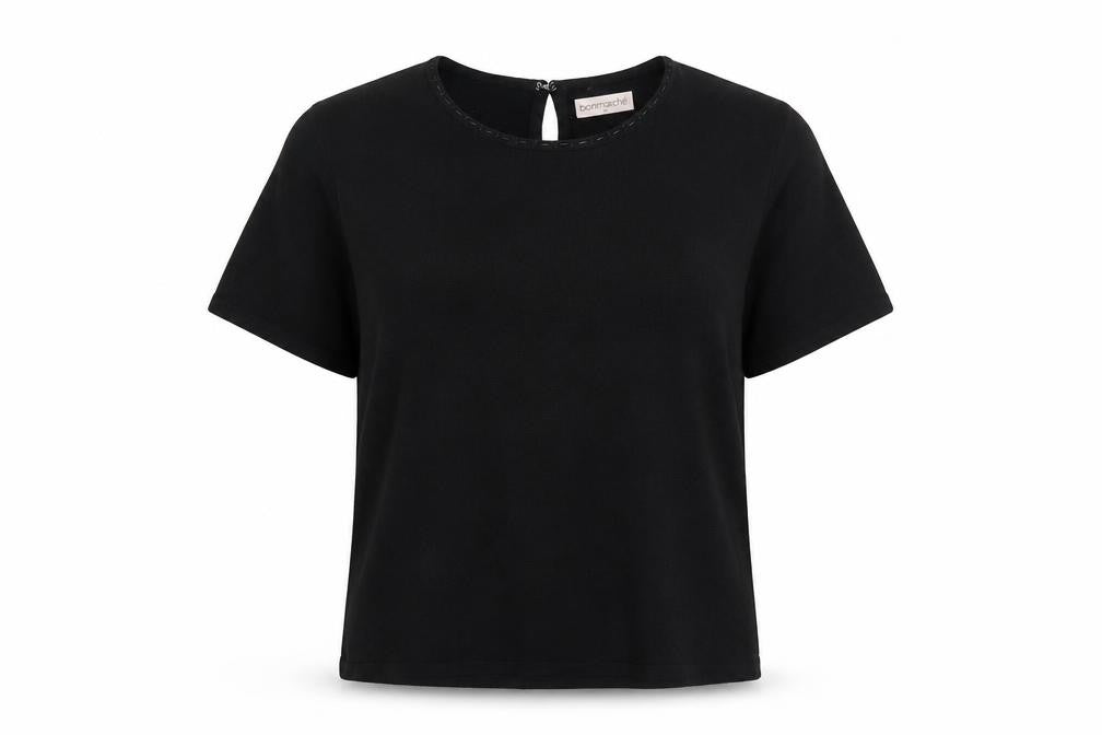 Bonmarché Womens Black Round Neck Acrylic Pullover Jumper Size M