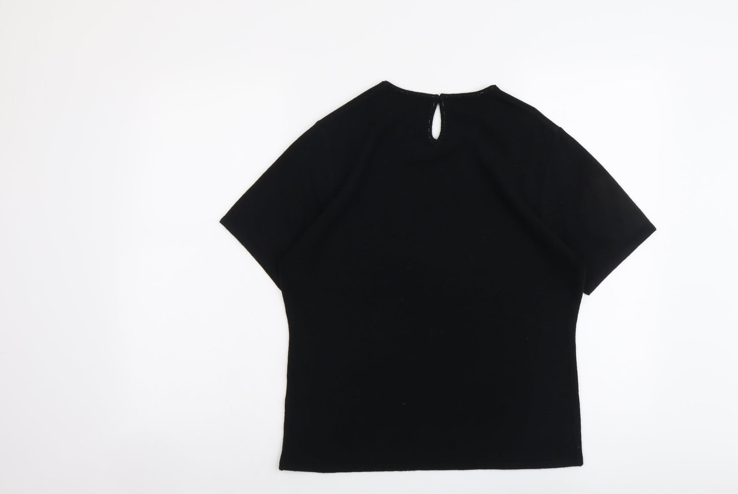 Bonmarché Womens Black Round Neck Acrylic Pullover Jumper Size M