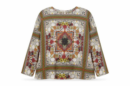 River Island Womens Multicoloured Geometric Polyester Basic Blouse Size 6 Round Neck