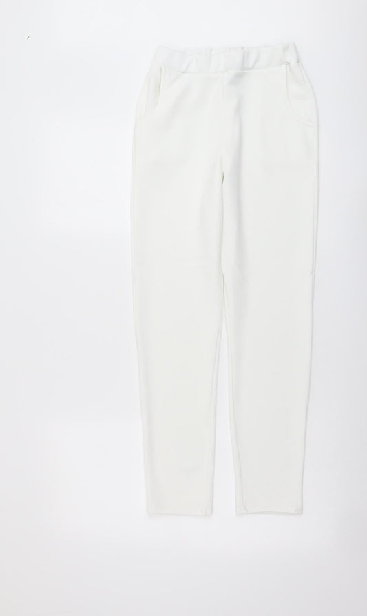 I SAW IT FIRST Womens Ivory Polyester Trousers Size 8 L26 in Regular