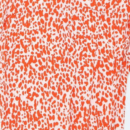 River Island Womens Orange Geometric Polyester Basic Button-Up Size 8 Collared - Knot Front